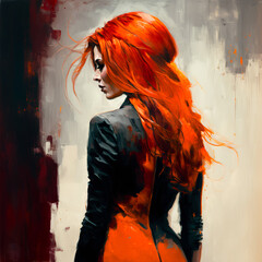 Wall Mural - Red hair woman illustrated