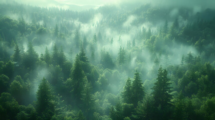Wall Mural - misty morning in the mountains