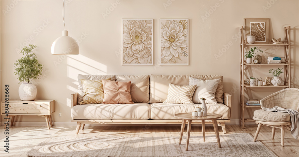 Scandinavian-Inspired Home Decor. Trend Concept. Bright and airy living ...