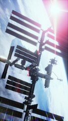 Wall Mural - view of the Earth and International space station is orbiting the Earth Elements furnished by NASA, vertical