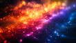 Vibrant colors of an abstract background with holographic rainbow flare and blurred lights