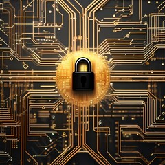 Network security concept with digital code and lock5
