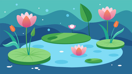 Canvas Print - A peaceful pond with lily pads and blooming flowers illustrating the patients newfound sense of hope and growth in their recovery..