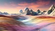 Surreal alien landscape with mountains and domes