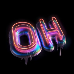 The word OH in 3D colorful style isolated on black background.