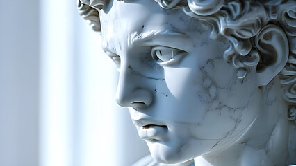 Statues with Greek sculpture, perfect composition, beautiful and intricate details, fine art photography, and realistic concept art personalities.