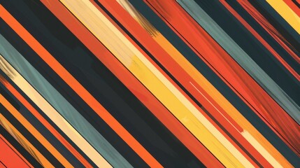 Wall Mural - A colorful striped background with a black and orange stripe