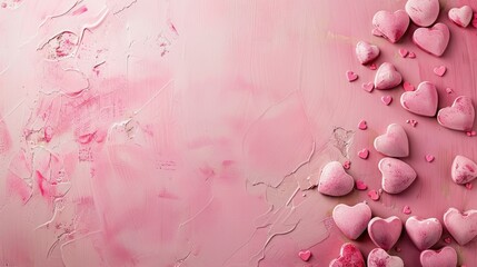 Canvas Print - Capture the essence of Valentine s Day with a charming display of pink hearts set against a soft pastel pink backdrop This delightful scene embodies the Valentine s Day concept and is perfe