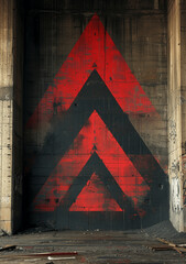 Wall Mural - Red and Black Geometric Graffiti Art on Dark Abstract Background