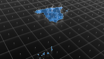spain blue map big data visualization. futuristic infographic map. information aesthetics. complex v