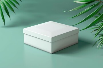 Poster - A white box is sitting on a green surface