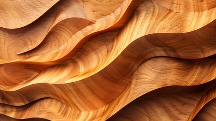 Wall Mural - Wood artwork background – abstract wood texture with wave design forming a stylish harmonic background
