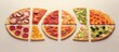 pizza slices with various flavors