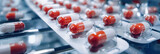 Fototapeta  - close up of multiple medicine capsules in their packaging, generative AI