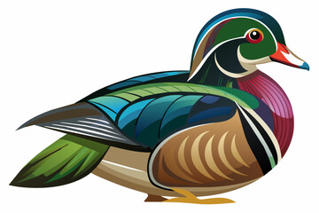 Wall Mural - wood duck vector illustration