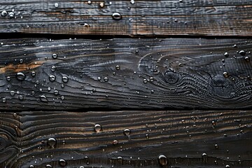 modern wooden background desktop with droplets of water 