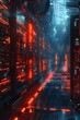 © AhmadTriwahyuutomo - Storage servers glowing with data, nestled in a futuristic facility