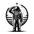black vector illustration of astronaut, white background. using for tatto, t-shirt, emblem and more. astronaut vector illustration template