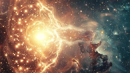 Wall Mural - Video of a cosmic background with stars aligning in patterns in a galaxy