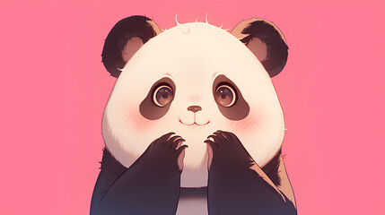 Wall Mural - Cute panda animal in vector cartoon style