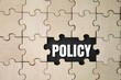 © Fauzi - wooden puzzle with the word policy. basic concepts or organizational policies