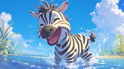 Wall Mural - cute zebra animal cartoon style vector