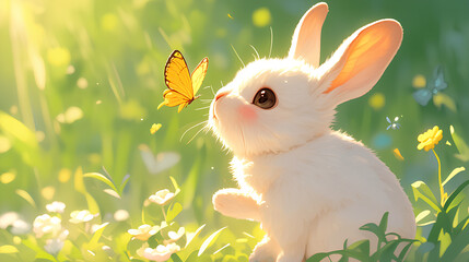 Wall Mural - a cute rabbit in cartoon style