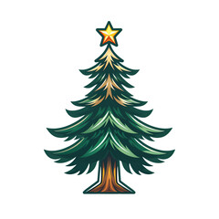 Wall Mural - Christmas tree mascot icon