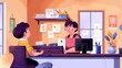 Bank Teller's Daily Routine: Professional Environment Illustration