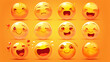 © Samsul - Vector Emoji Set with Different Reactions for Social Networks Isolated on White Background. Modern Emoticons Collection in Flat Style Design