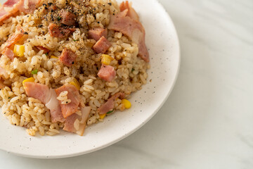 Sticker - fried rice with bacon ham and black peppers