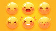 © Samsul - Vector Emoji Set with Different Reactions for Social Networks Isolated on White Background. Modern Emoticons Collection in Flat Style Design