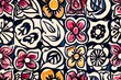 © Flow_control - Colorful abstract floral pattern. Hand-drawn flowers and leaves. Design for poster, banner, wallpaper, print