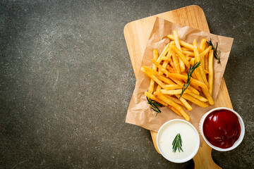 Sticker - French fries with sour cream and ketchup