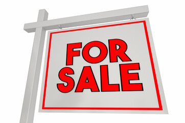 For Sale Sign Home Listing House Property Real Estate on Market 3d Illistration