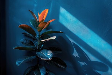 Wall Mural - Rubber fig in a bright blue room