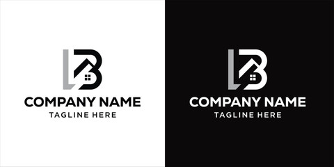 creative L B letter with home logo design, vector, illustration.