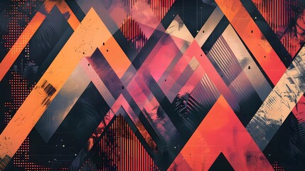 Wall Mural - Triangle pattern. Colorful, grunge and seamless. Grunge effects