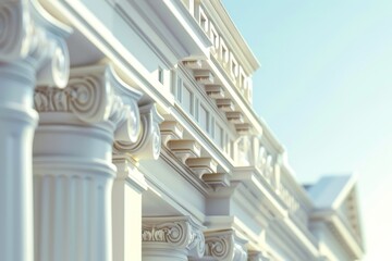 Wall Mural - A large building with a white facade and colorful pillars