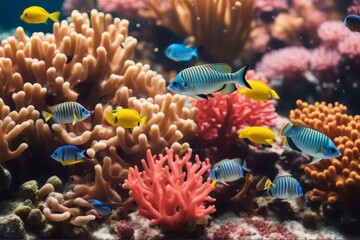 Wall Mural - 'fishes colorful reef many coral fish aquarium snorkeling snorkel background egypt animal australia caribbean sea life ocean water under travel deep colony underwater salt indian colourful marin'