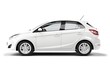 © mahaart - Side view of white hatchback car is isolated on white background. Generative Ai