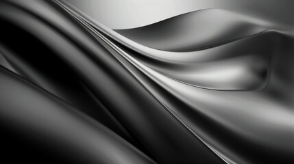 Wall Mural - A close-up of smooth, flowing black and white fabric. elegant curves and waves of a silky material