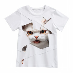 white t shirt with cat