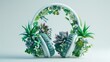 Digital rendering of succulents and flowers growing inside headphones, detailed foliage