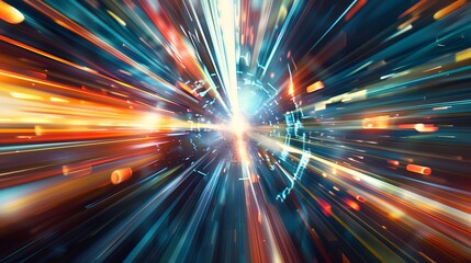  digital data flow on road in concept of program coding with graphic creating vision of fast speed transfer to show digital transformation , disruptive innovation