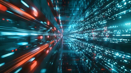  digital data flow on road in concept of program coding with graphic creating vision of fast speed transfer to show digital transformation , disruptive innovation