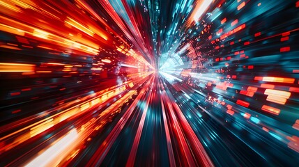  digital data flow on road in concept of program coding with graphic creating vision of fast speed transfer to show digital transformation , disruptive innovation