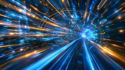  digital data flow on road in concept of program coding with graphic creating vision of fast speed transfer to show digital transformation , disruptive innovation