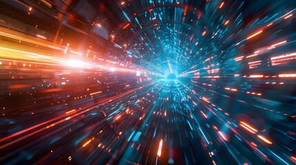  digital data flow on road in concept of program coding with graphic creating vision of fast speed transfer to show digital transformation , disruptive innovation
