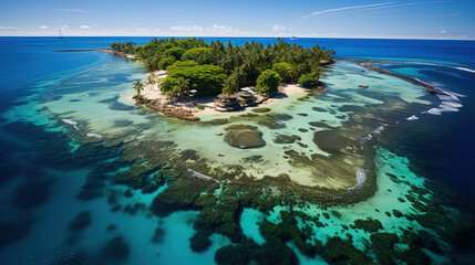 Beautiful Remote Island Aerial View Seascape Background